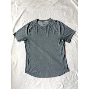 Lululemon Blue/Gray White Flecked Performance S/S T Shirt Size M Curved Hem